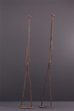 Art africain - Figures du couple primordial Dogon en bronze