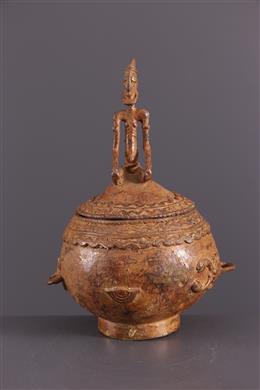 Art africain - Pot Dogon à couvercle en bronze