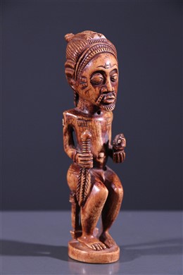 Art africain - Statuette de roi Baoulé en ivoire ancien