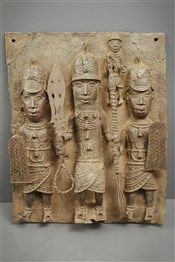 Grande plaque royale bronze Benin Bini Edo